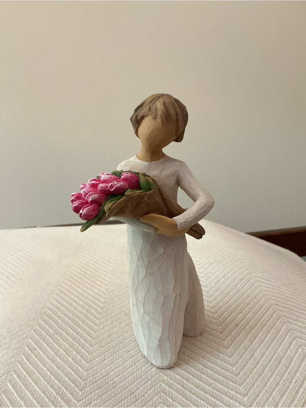 Willow Tree “Bright Hope” Figurine Holding Pink Tulips